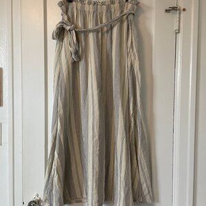 Pact A-Line Maxi Skirt - Natural w/Light Blue Stripes - Women's size Large